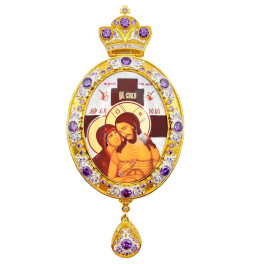 Panagia made of brass with a gilded and silver-plated finish