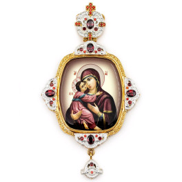 Biskupská panagia z mosazi ve zlacení se stříbřením Biskupská panagia z mosazi ve zlacení se stříbřením