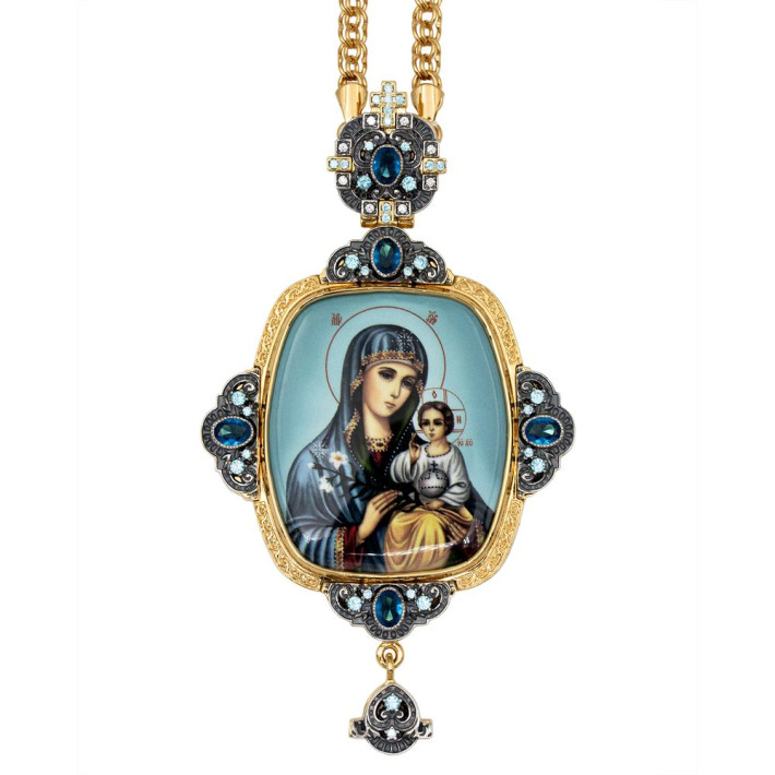 Archbishop Engolpion made of gilded brass with silver plating and a chain