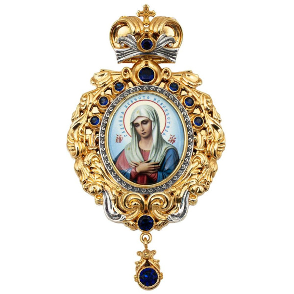 Bishop's panagia made of brass, gold-plated with silver-plated and blackening