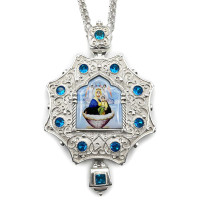 Orthodox Archbishop Engolpion made of brass in silver with a chain