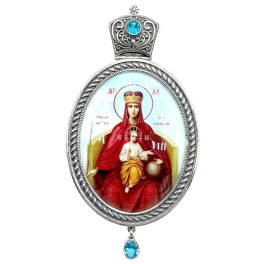 Bishop’s Engolpion Panagia made of brass with silver plating and blackening