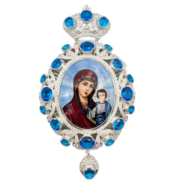 Archiepiscopal Engolpion made of brass with a silver-plated finish and decorations