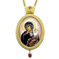 Brass Archbishop Engolpion in gilt with jewelry and chain