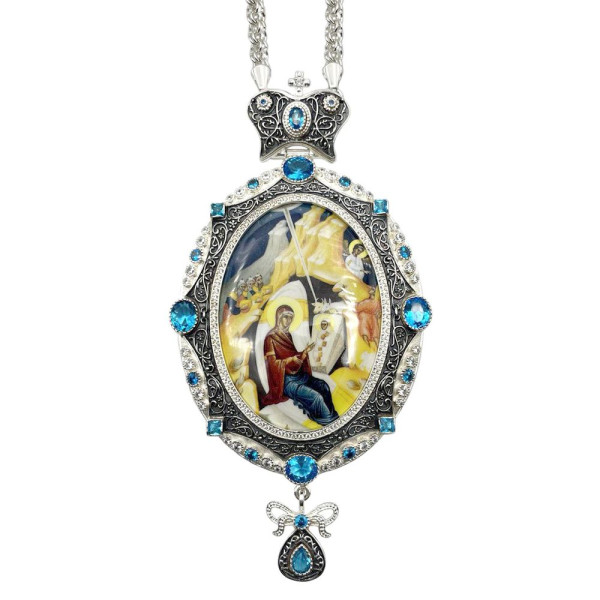 Orthodox Bishop Engolpio made of brass in silver plated with jewelry and chain