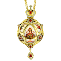 Mosazná panagia ve zlacení s řetízkem 