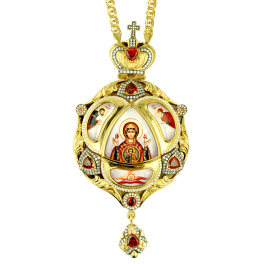 Brass Engolpion panagia in gilt with chain 