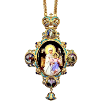 Mosazná panagia ve zlacení s řetízkem