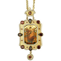 Mosazná panagia archijerejska ve zlacení s řetízkem