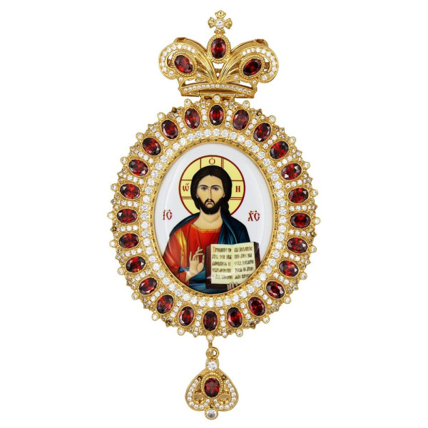 Archbishop Engolpion Panagia made of gilded brass with decorations