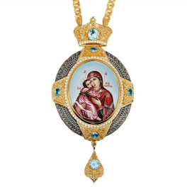 Brass Archiepiscopal Engolpion in silver with fragmentary gilding and chain
