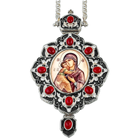 Archiepiscopal Engolpion in brass in silver plated with niello and chain