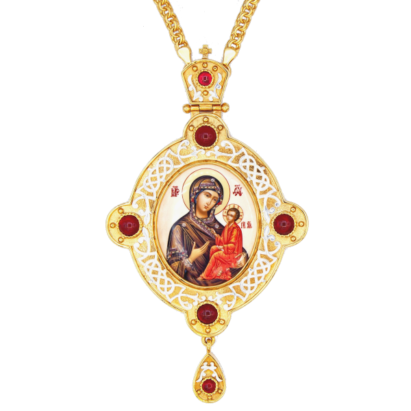 Archbishop Engolpion made of gilded brass with stones and a chain