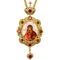 Brass Engolpion panagia in gilt with jewelry and chain