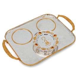 Brass church tray for bishop's refreshment in silver plating