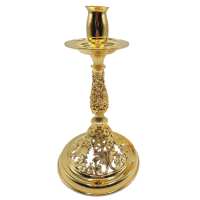 Brass gilded cross candlestick Brass gilded cross candlestick