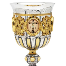 Chalice combined 0.5 liter with removable bowl, prints and fragmentary gilding and oxidizing