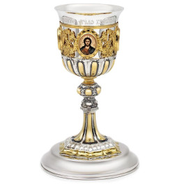 Chalice combined 0.5 liter with removable bowl, prints and fragmentary gilding and oxidizing