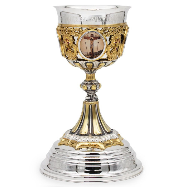 Chalice 0,75 l. with fragmentary gilding and oxidizing 