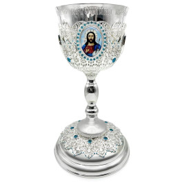 Combined chalice for 1.0 liter made of brass in silver plating with decorations