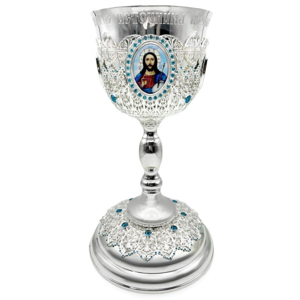 Combined chalice for 1.0 liter made of brass in silver plating with decorations