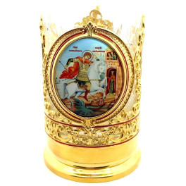 Brass coaster gilded St. George the Victorious