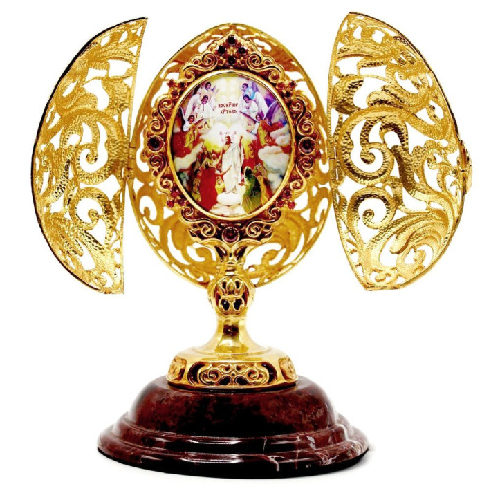 Easter egg made of brass gold-plated with decorations