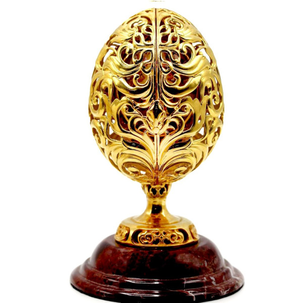 Easter egg made of brass gold-plated with decorations