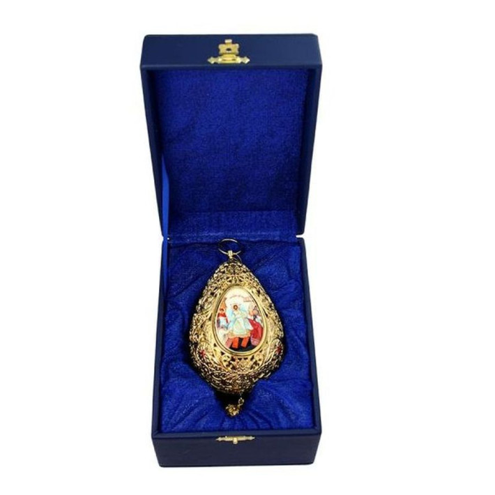 Christmas egg pendant made of gold-plated brass