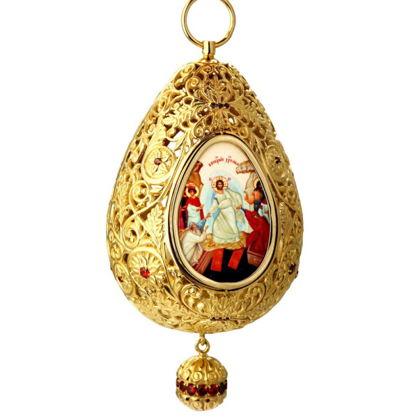 Christmas egg pendant made of gold-plated brass