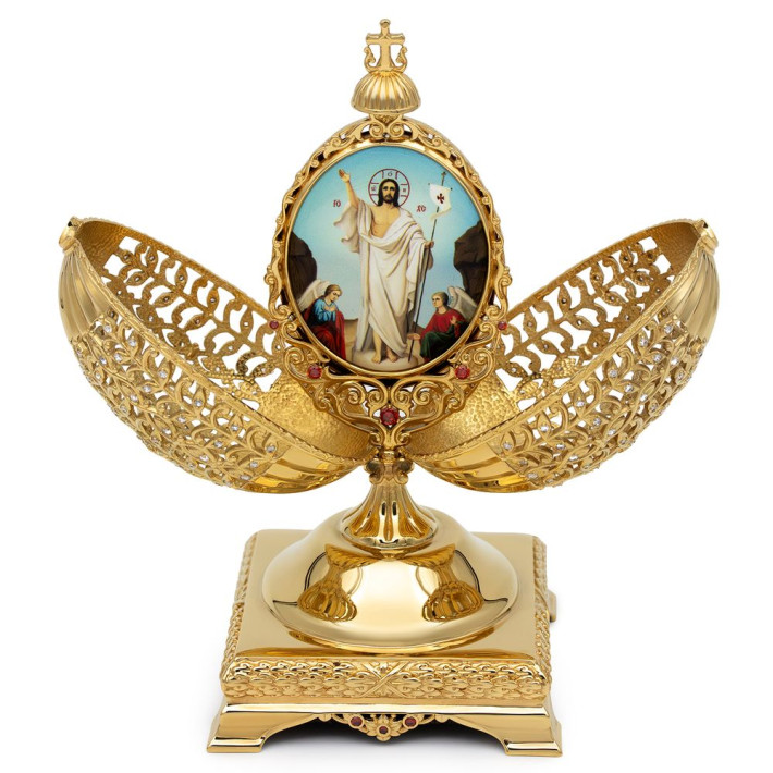 Easter gift egg made of brass in gilding