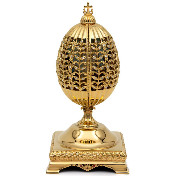 Easter gift egg made of brass in gilding