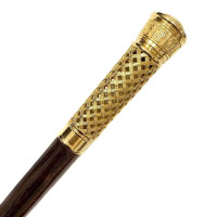 Gilded brass staff for a priest on a wooden base