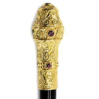 Staff made of brass in gilt with phianite jewelry Staff made of brass in gilt with phianite jewelry