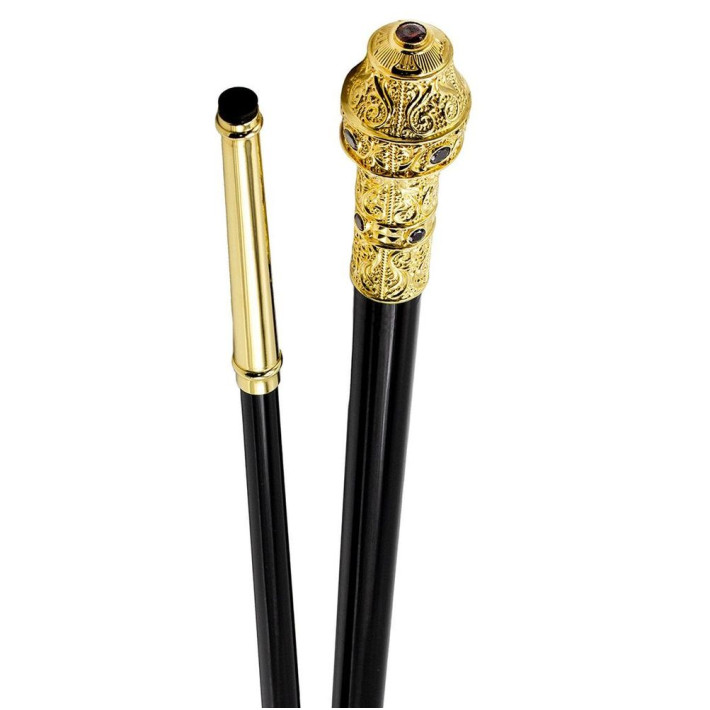 Staff made of brass in gilt with phianite jewelry