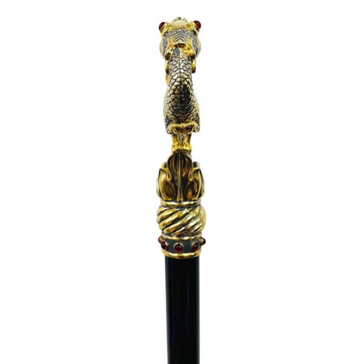 Bishop's wand made of brass with gold plating, silver plating, and blackening