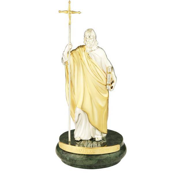 Figurine of John the Baptist made of brass with silver plating and gold plating