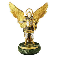 Soška archanděla Michaela z mosazi se stříbřením a pozlacením Soška archanděla Michaela z mosazi se stříbřením a pozlacením