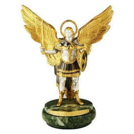 Statuette of Archangel Michael made of brass in brass in silver plating with gilding silver-plated with gilding Statuette of Archangel Michael made of brass in brass in silver plating with gilding silver-plated with gilding